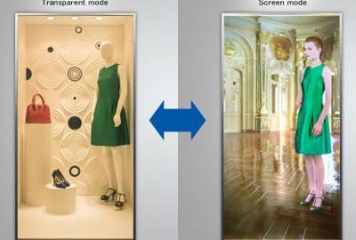 Transparent screen for commercial facilities